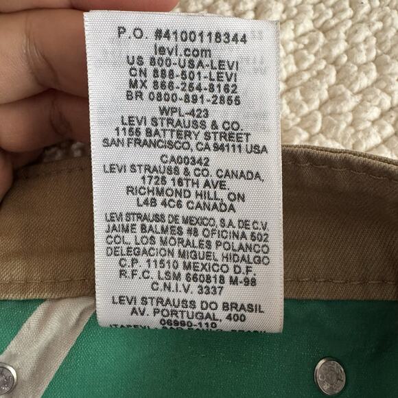 LEVI’S 511 Men’s Skinny Fit Jeans 36x32 Khaki Stretch Cotton Pants Casual Beige - Picture 11 of 11